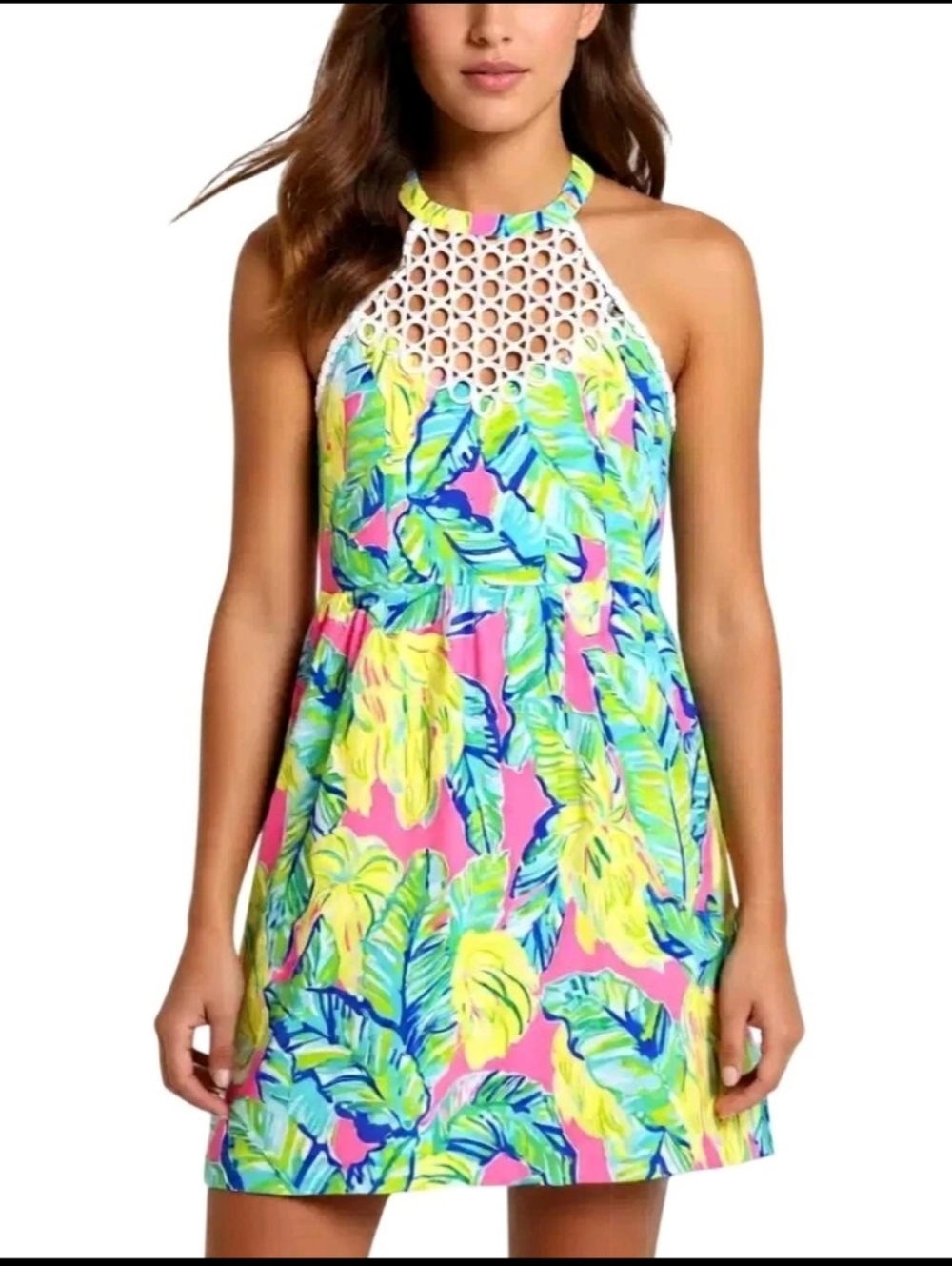 Lilly Pulitzer Pink-Accented Multicolor Tropical Print Dress >like NEW condition